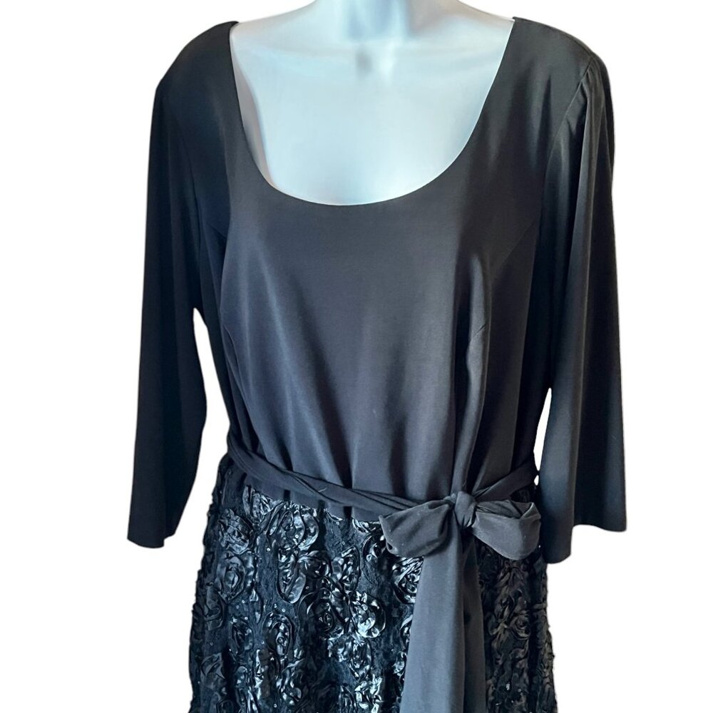 Alex Evenings Blk Dress 3/4 Sleeves Sequins Lace patassimenterie Women's Size 18 - Picture 2 of 16